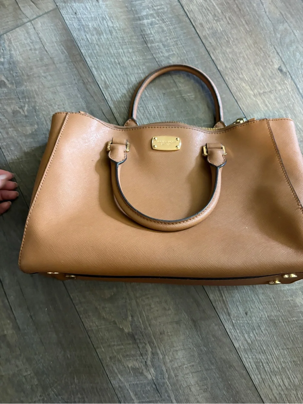 Michael Kors Cognac Saffiano Leather Satchel with Gold Hardware